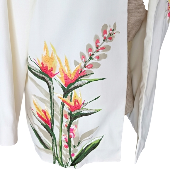 Vtge Size L Draper's & Damon's Floral Embroidered Womens Jacket White - Picture 5 of 7